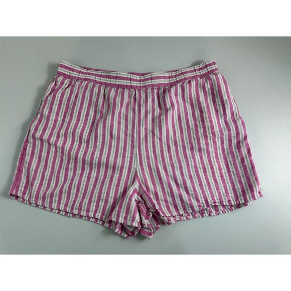 Universal Thread Linen Blend Pull On Short Pink White Stripe Women's L Large - Picture 3 of 11